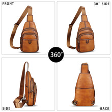 Load image into Gallery viewer, Genuine Leather Sling Bag for Men and Women Sling Backpack Purses Shoulder Crossbody Bag Chest Bag Fanny Pack