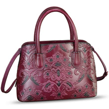 Load image into Gallery viewer, Genuine Leather Handbag for Women Top Handle Satchel Handmade Retro Embossed Leather Vintage Crossbody Purse