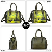 Load image into Gallery viewer, Genuine Leather Handbag for Women Hand Painted Leather Top Handle Purse Handmade Crossbody Satchel Tote Bag
