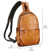 Load image into Gallery viewer, Genuine Leather Sling Bag Retro Crossbody Sling Backpack Handmade Chest Vintage Shoulder Daypack Purse Fanny Pack