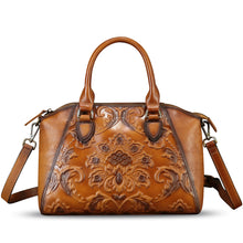 Load image into Gallery viewer, Genuine Leather Purses and Handbags for Women Vintage Embossed Leather Top Handle Bag Satchel Crossbody Shoulder Bag Strap