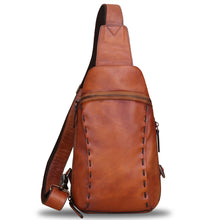 Load image into Gallery viewer, Genuine Leather Silng Bag for Women and Men Vintage Real Leather Sling Backpack Shoulder Crossbody Bag Chest Purse