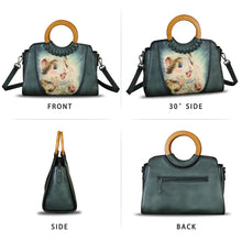 Load image into Gallery viewer, Genuine Leather Tote Bag for Women Hand Painted Shoulder Handbag Handmade Purse Crossbody Work Tote Casual Purse