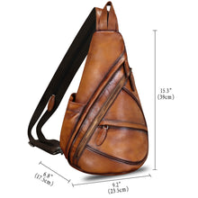 Load image into Gallery viewer, Genuine Leather Sling Bag for Men and Women - Vintage Sling Backpack Shoulder Crossbody Chest Bag for Ipad
