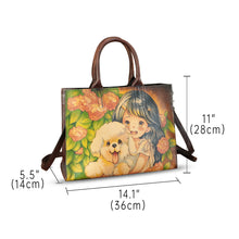 Load image into Gallery viewer, Genuine Leather Handbag for Women Hand Painted Leather Top Handle Bag Handmade Crossbody Purse Work Tote