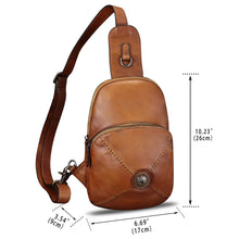 Load image into Gallery viewer, Genuine Leather Sling Bag for Women Vintage Real Leather Sling Backpack Shoulder Crossbody Bag Chest Purse
