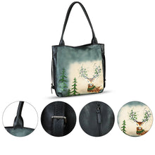 Load image into Gallery viewer, Genuine Leather Shoulder Bag for Women Hand Painted Leather Handbag Handmade Purse Work Tote Bag Casual Purse