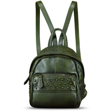 Load image into Gallery viewer, Genuine Leather Backpack Purse for Women Vintage Small Casual Daypack Handmade Western Leather Rucksack Knapsack