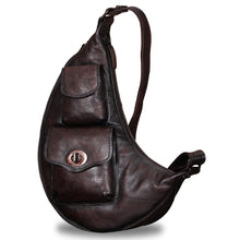 Load image into Gallery viewer, Genuine Leather Large Sling Bag for Men and Women Vintage Real Leather Sling Backpack Shoulder Crossbody Bag Chest Bag