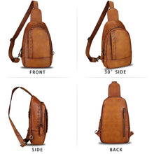 Load image into Gallery viewer, Genuine Leather Sling Bag for Women Sling Backpack Chest Shoulder Hiking Daypack Vintage Handmade Casual Crossbody Purse