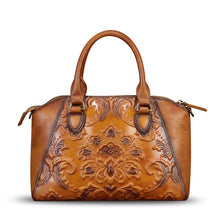 Load image into Gallery viewer, Genuine Leather Purses and Handbags for Women Vintage Embossed Leather Top Handle Bag Satchel Crossbody Shoulder Bag Strap