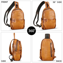 Load image into Gallery viewer, Genuine Leather Sling Bag Retro Crossbody Sling Backpack Handmade Chest Vintage Shoulder Daypack Purse Fanny Pack