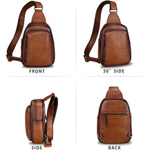 Load image into Gallery viewer, Genuine Leather Small Sling Bag for Women and Men Crossbody Bag Chest Bag Sling Backpack Purses for Hiking Sports Travel