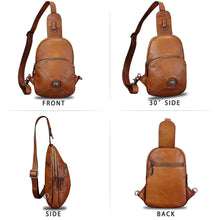 Load image into Gallery viewer, Genuine Leather Sling Bag for Women Vintage Real Leather Sling Backpack Shoulder Crossbody Bag Chest Purse