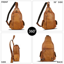 Load image into Gallery viewer, Genuine Leather Silng Bag for Men and Women Vintage Leather Sling Backpack Chest Purse Crossbody Bag
