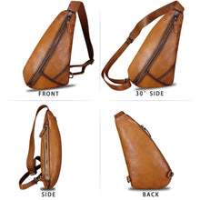 Load image into Gallery viewer, Genuine Leather Silng Bag for Women and Men Vintage Leather Sling Backpack Shoulder Crossbody Bag Chest Purses