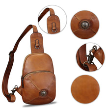 Load image into Gallery viewer, Genuine Leather Sling Bag for Women Vintage Real Leather Sling Backpack Shoulder Crossbody Bag Chest Purse