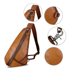Load image into Gallery viewer, Genuine Leather Silng Bag for Women and Men Vintage Leather Sling Backpack Shoulder Crossbody Bag Chest Purses