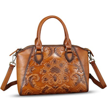 Load image into Gallery viewer, Genuine Leather Purses and Handbags for Women Vintage Embossed Leather Top Handle Bag Satchel Crossbody Shoulder Bag Strap