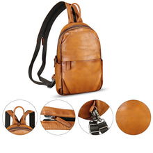 Load image into Gallery viewer, Genuine Leather Sling Bag Retro Crossbody Sling Backpack Handmade Chest Vintage Shoulder Daypack Purse Fanny Pack