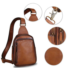 Load image into Gallery viewer, Genuine Leather Small Sling Bag for Women and Men Crossbody Bag Chest Bag Sling Backpack Purses for Hiking Sports Travel