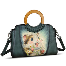 Load image into Gallery viewer, Genuine Leather Tote Bag for Women Hand Painted Shoulder Handbag Handmade Purse Crossbody Work Tote Casual Purse