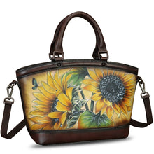Load image into Gallery viewer, Genuine Leather Handbag Purse for Women Hand Painted Shoulder Handbag Handmade Purse Crossbody Work Tote Casual Bag