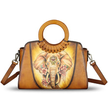 Load image into Gallery viewer, Genuine Leather Tote Bag for Women Hand Painted Shoulder Handbag Handmade Purse Crossbody Work Tote Casual Purse