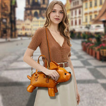 Load image into Gallery viewer, Genuine Leather Purses and Handbags for Women Unique Handmade French Bulldog Shape Crossbody Shoulder Bag Vintage Satchel