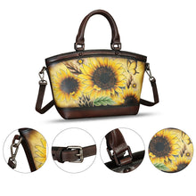 Load image into Gallery viewer, Genuine Leather Handbag Purse for Women Hand Painted Shoulder Handbag Handmade Purse Crossbody Work Tote Casual Bag