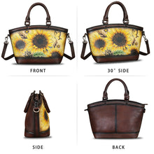 Load image into Gallery viewer, Genuine Leather Handbag Purse for Women Hand Painted Shoulder Handbag Handmade Purse Crossbody Work Tote Casual Bag