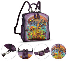 Load image into Gallery viewer, Genuine Leather Satchel for Women Hand Painted Purse Crossbody Handbag Top Handle Bags Handmade Convertible Backpack