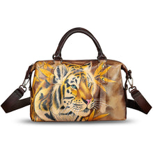 Load image into Gallery viewer, Genuine Leather Satchel for Women Hand Painted Handbag Top Handle Bags Handmade Purse Crossbody Tote Bag