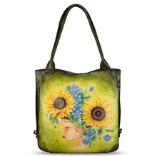 Load image into Gallery viewer, Genuine Leather Shoulder Bag for Women Hand Painted Leather Handbag Handmade Purse Work Tote Bag Casual Purse