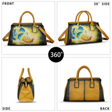 Load image into Gallery viewer, Genuine Leather Satchel for Women Hand Painted Handbag Top Handle Bags Handmade Crossbody Purse Tote Bag