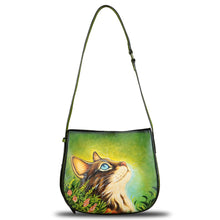 Load image into Gallery viewer, Genuine Leather Shoulder Bag for Women Hand Painted Handbag Handmade Purse Crossbody Sling Purse Casual Daypack
