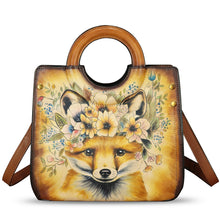 Load image into Gallery viewer, Genuine Leather Tote Bag for Women Hand Painted Leather Shoulder Handbag Handmade Purse Crossbody Work Tote Casual Purse