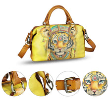 Load image into Gallery viewer, Genuine Leather Satchel for Women Hand Painted Handbag Top Handle Bags Handmade Purse Crossbody Tote Bag