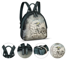 Load image into Gallery viewer, Genuine Leather Backpack for Women Hand Painted Purse Retro Leather Handmade College Knapsack Rucksack Casual Daypack