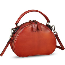 Load image into Gallery viewer, Genuine Leather Crossbody Bag for Women Retro Leather Handmade Small Round Satchel Handbag Circle Purse