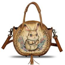 Load image into Gallery viewer, Genuine Leather Handbag for Women Purse Hand Painted Pattern Top Handle Satchel Handmade Crossbody Pouch