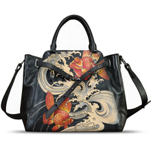 Load image into Gallery viewer, Genuine Leather Handbag Satchel for Women Hand Painted Handmade Crossbody Work Tote Bag Casual Shoulder Purses