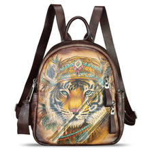 Load image into Gallery viewer, Genuine Leather Backpack for Women Hand Painted Knapsack Purse Handmade Rucksack Casual Daypack