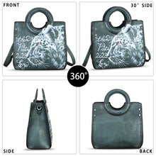 Load image into Gallery viewer, Genuine Leather Tote Bag for Women Hand Painted Leather Shoulder Handbag Handmade Purse Crossbody Work Tote Casual Purse