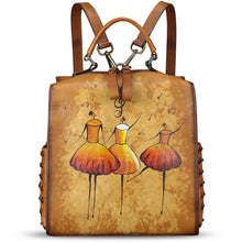 Load image into Gallery viewer, Genuine Leather Satchel for Women Hand Painted Purse Crossbody Handbag Top Handle Bags Handmade Convertible Backpack
