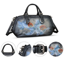 Load image into Gallery viewer, Genuine Leather Satchel for Women Hand Painted Leather Handbag Top Handle Bags Handmade Crossbody Purse Tote Bag
