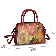 Load image into Gallery viewer, Genuine Leather Handbag for Women Hand Painted Top Handle Purse Retro Handmade Satchel Vintage Crossbody Hobo Bag