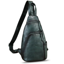 Load image into Gallery viewer, Genuine Leather Silng Bag for Men and Women Vintage Leather Sling Backpack Purse Shoulder Crossbody Bag Chest Bag