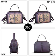 Load image into Gallery viewer, Genuine Leather Satchel for Women Hand Painted Leather Top Handle Handbag Handmade Crossbody Satchel Purse Tote Bag