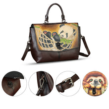 Load image into Gallery viewer, Genuine Leather Satchel for Women Hand Painted Handbag Top Handle Bags Handmade Purse Crossbody Tote Bag Purse